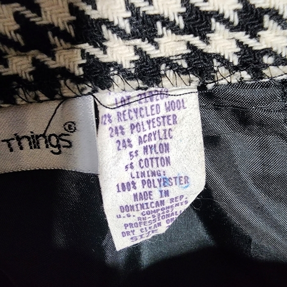 Vintage recycled wool houndstooth black and white checkered long skirt - Picture 7 of 8